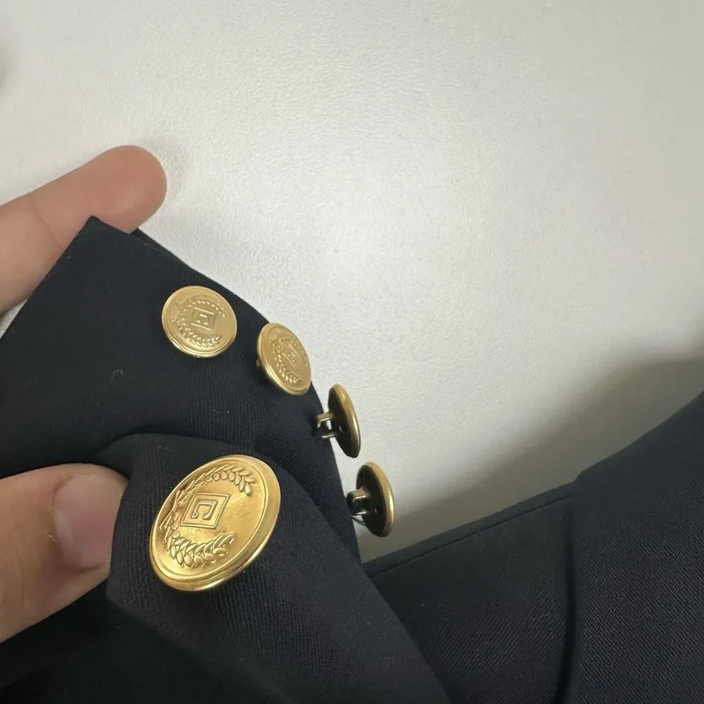 Lauren Ralph Lauren Navy Blue‎ Gold Buttons Blazer Wool SportCoat No Size Tag